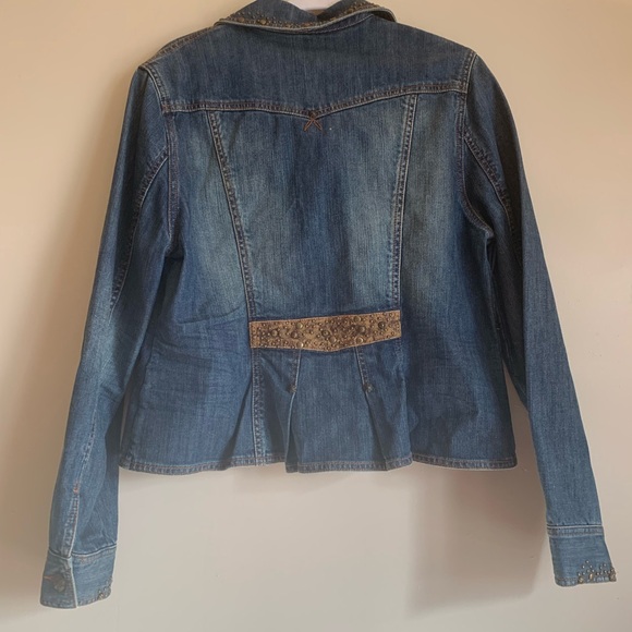Double D Ranch Jean Jacket Coat Blue Western Womens Size Large Lightweight - Picture 5 of 5